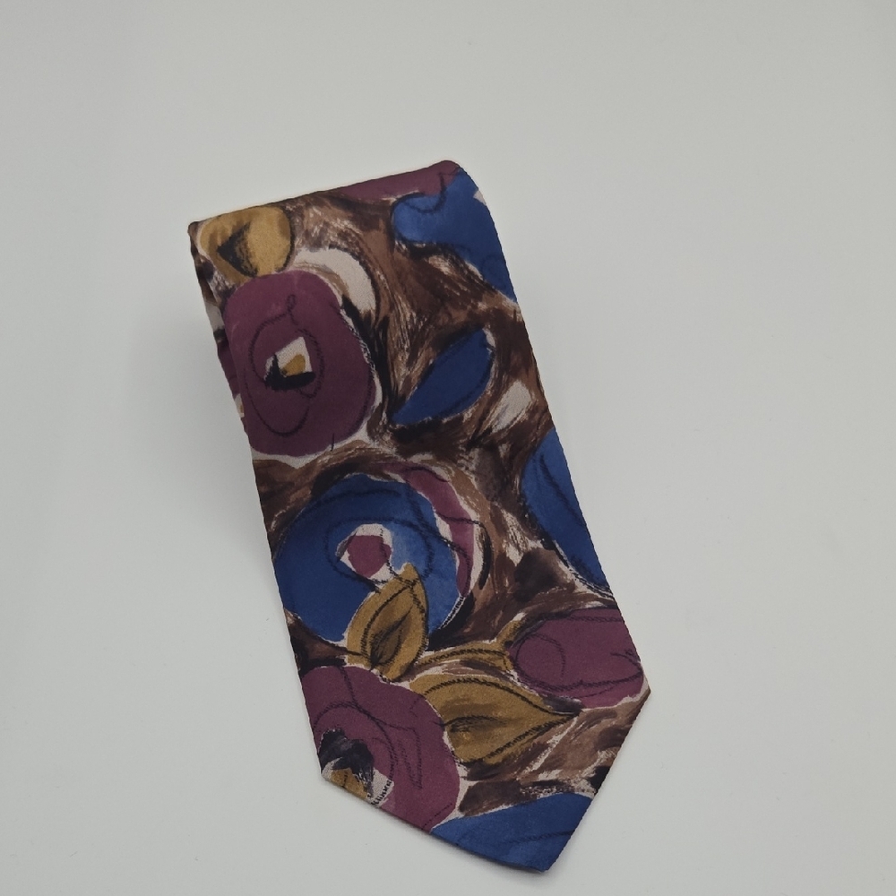 Geoffrey Beene | Maroon And Blue Floral Tie